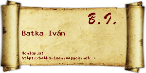 Batka Iván névjegykártya